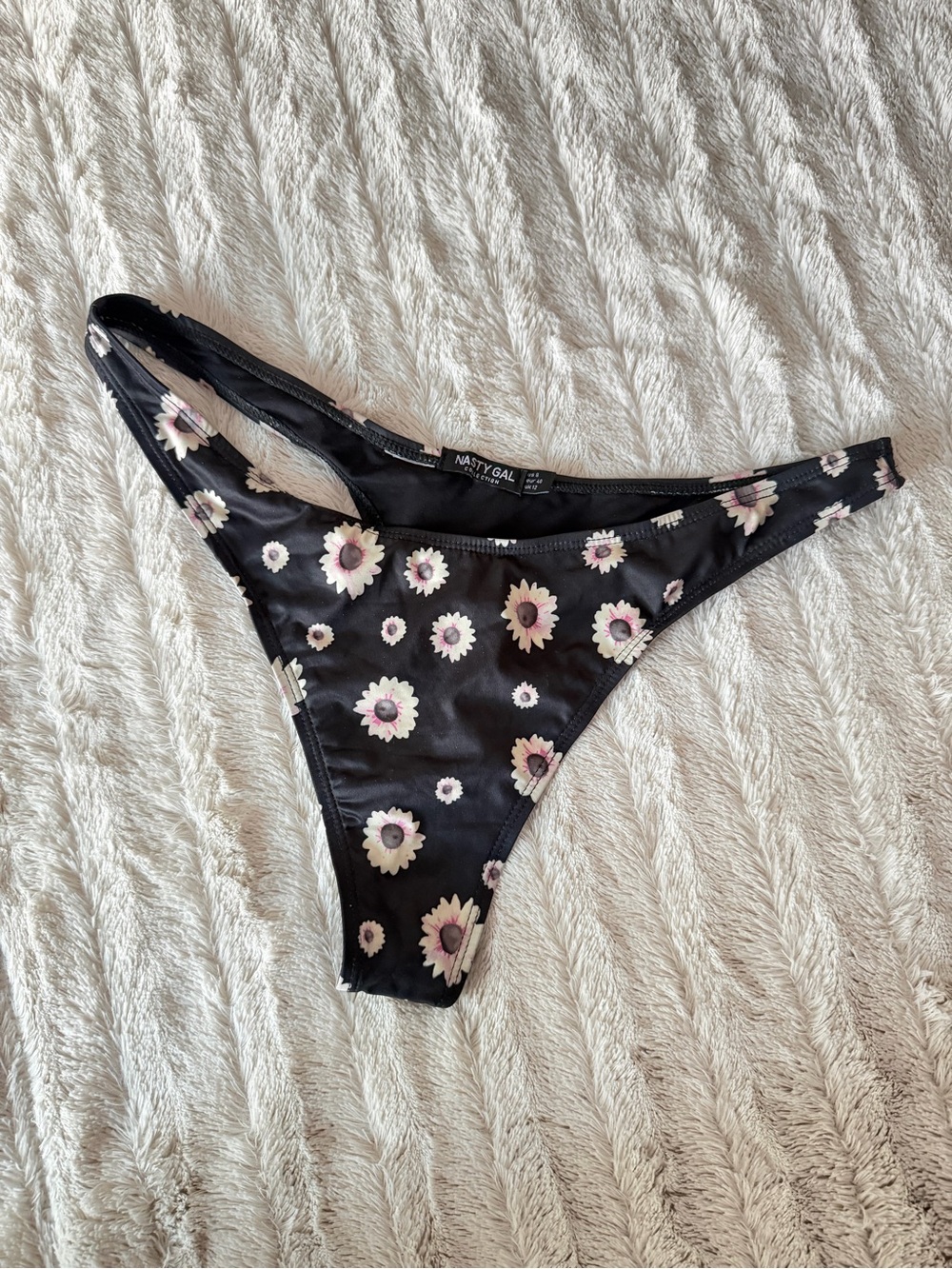 Nasty Gal Black Floral Bikini Bottom